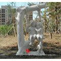 Stone Swing Boy and Girl Statues For Garden